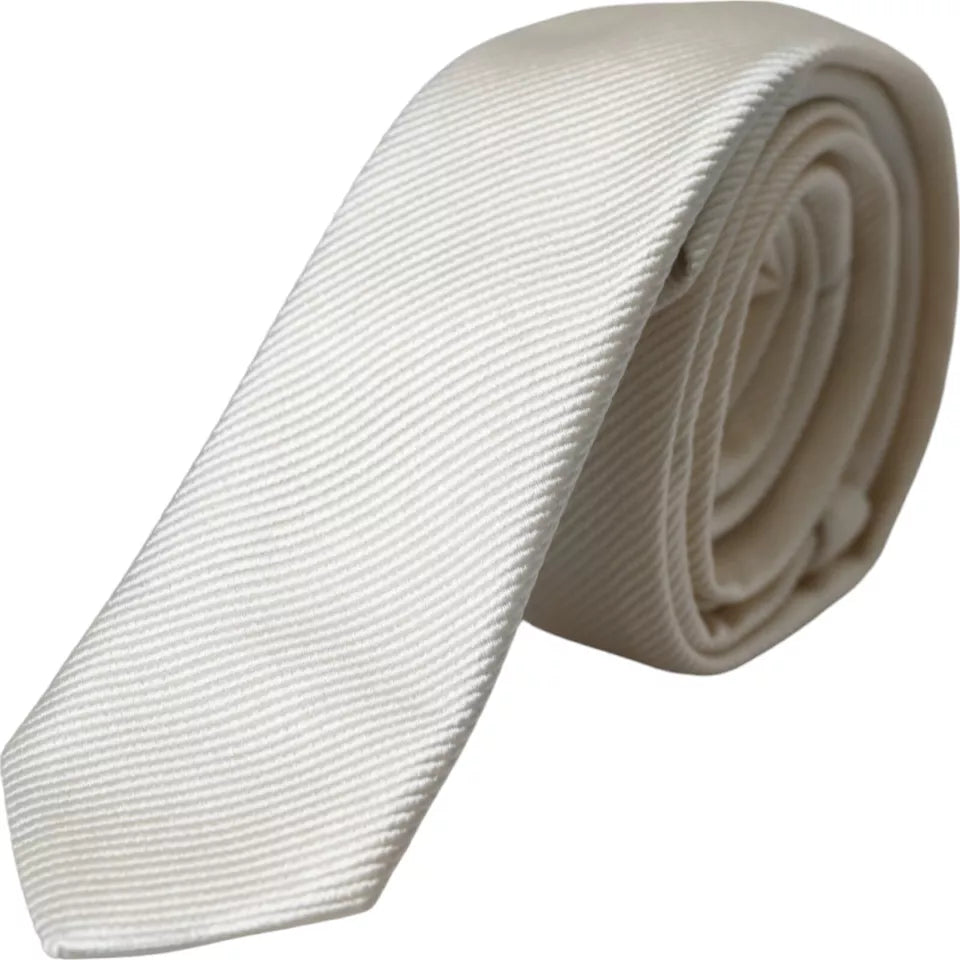 White Solid 100% Silk Adjustable Tie - ventzia