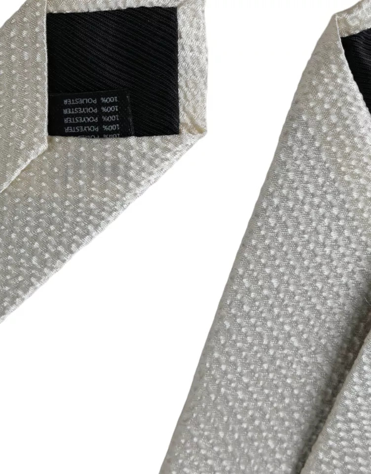 Off White 100% Silk Adjustable Necktie Men Tie - ventzia