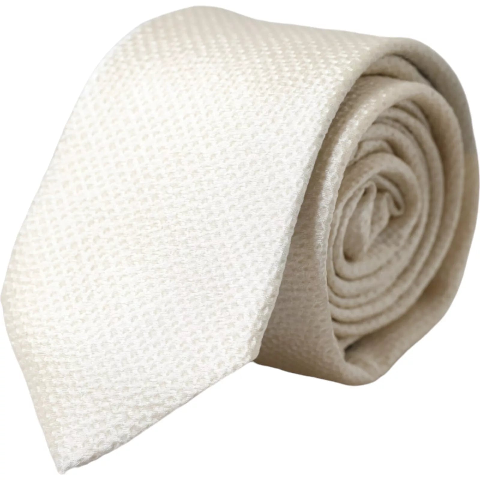 Off White 100% Silk Adjustable Necktie Men Tie - ventzia