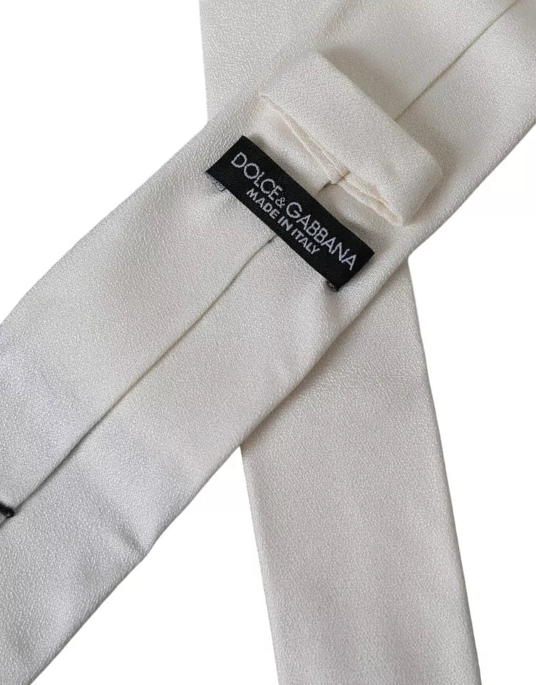 White Silk Classic Adjustable Men Tie - ventzia