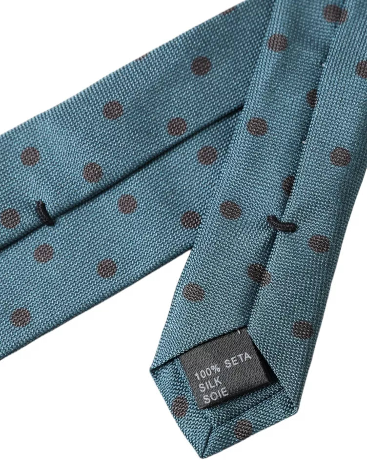 Green Black Polka Dot Silk Adjustable Men Tie - ventzia