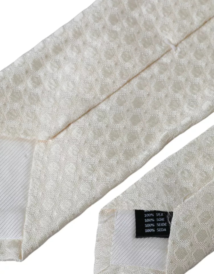 Off White Silk Adjustable Necktie Men Tie - ventzia