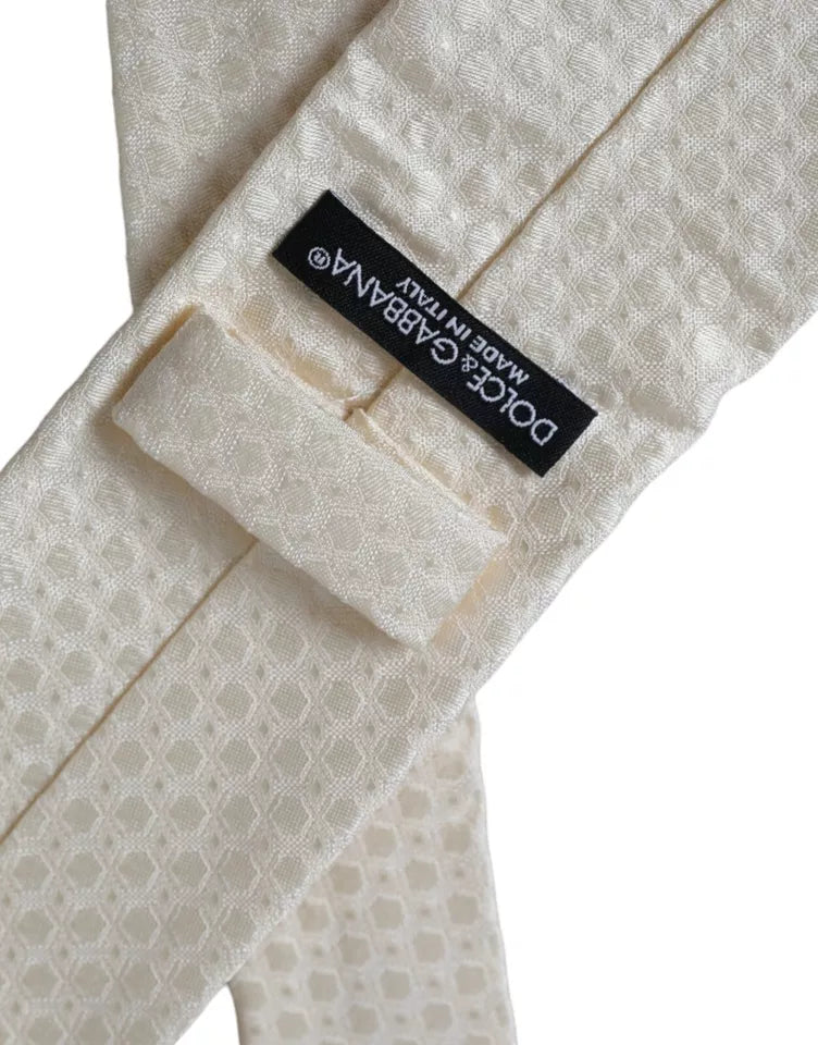 Off White Silk Adjustable Necktie Men Tie - ventzia