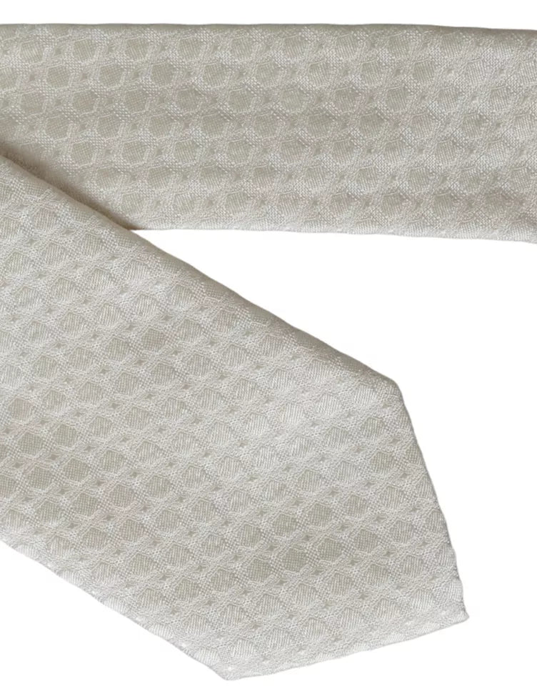 Off White Silk Adjustable Necktie Men Tie - ventzia