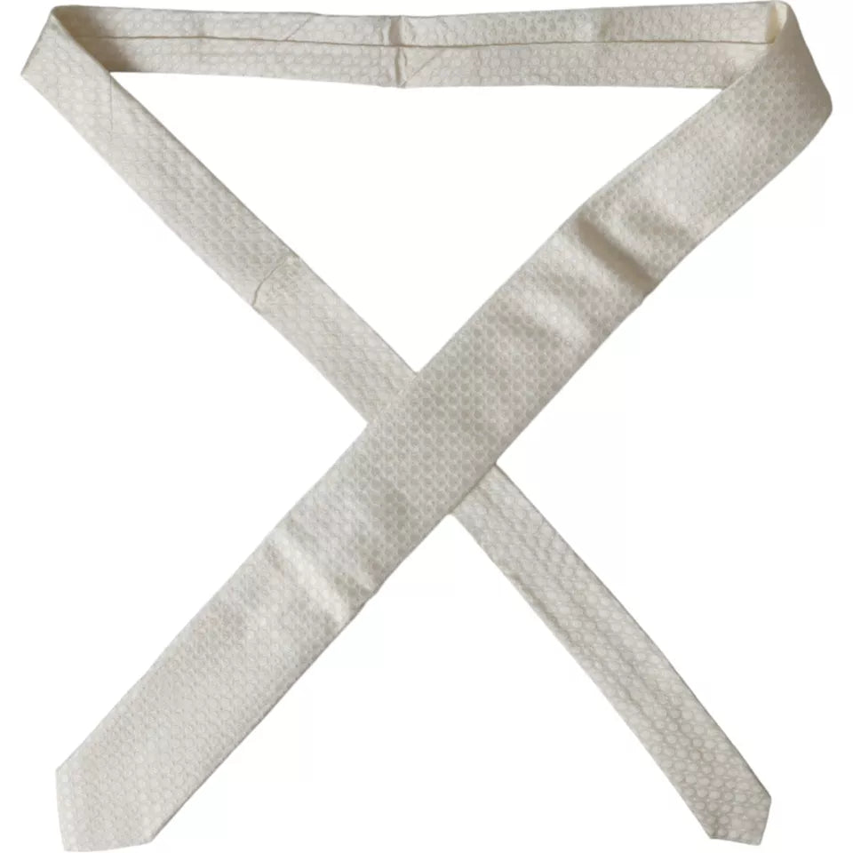 Off White Silk Adjustable Necktie Men Tie - ventzia