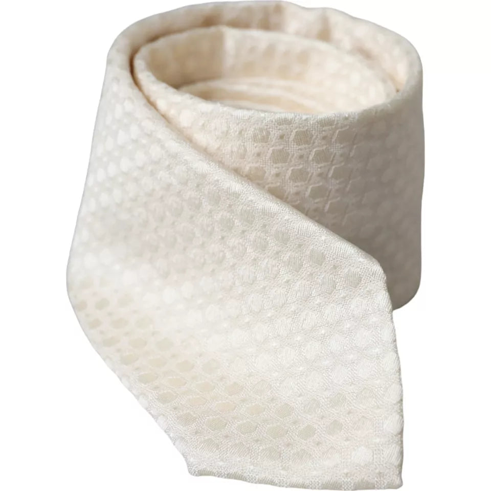 Off White Silk Adjustable Necktie Men Tie - ventzia