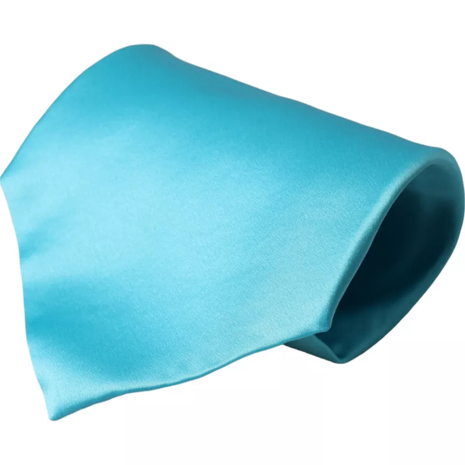 Light Blue Satin Silk Wide Adjustable Men Tie - ventzia
