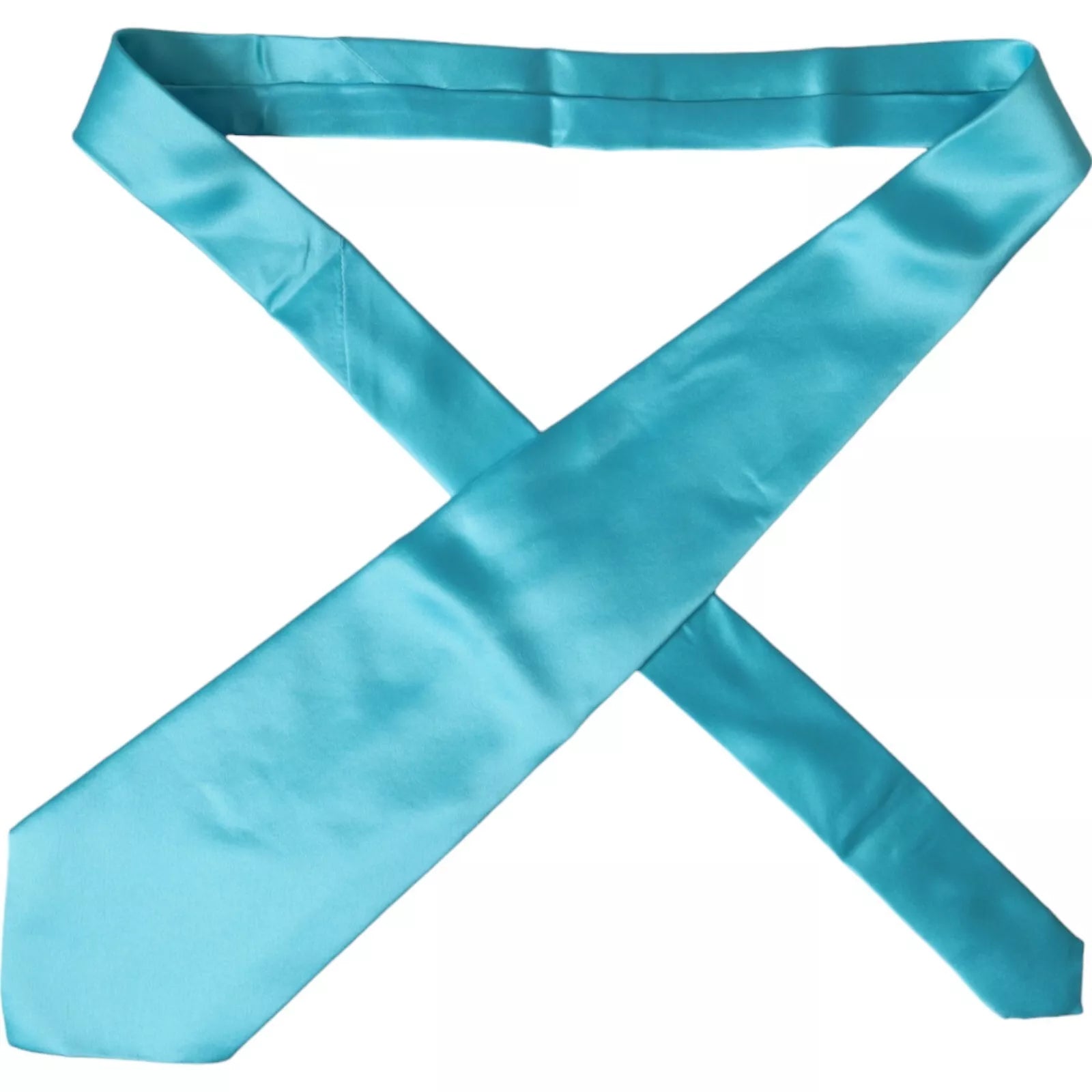 Light Blue Satin Silk Wide Adjustable Men Tie - ventzia