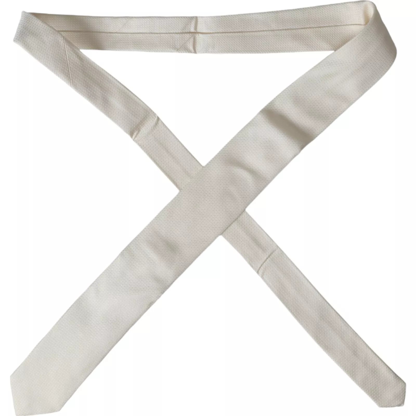 Off White Patterned Silk Classic Adjustable Tie - ventzia
