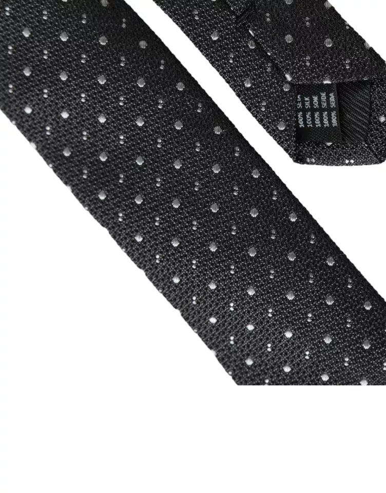 Black Polka Dot Silk Adjustable Men Tie - ventzia