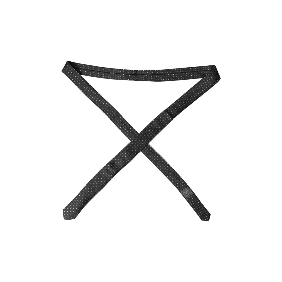 Black Polka Dot Silk Adjustable Men Tie - ventzia