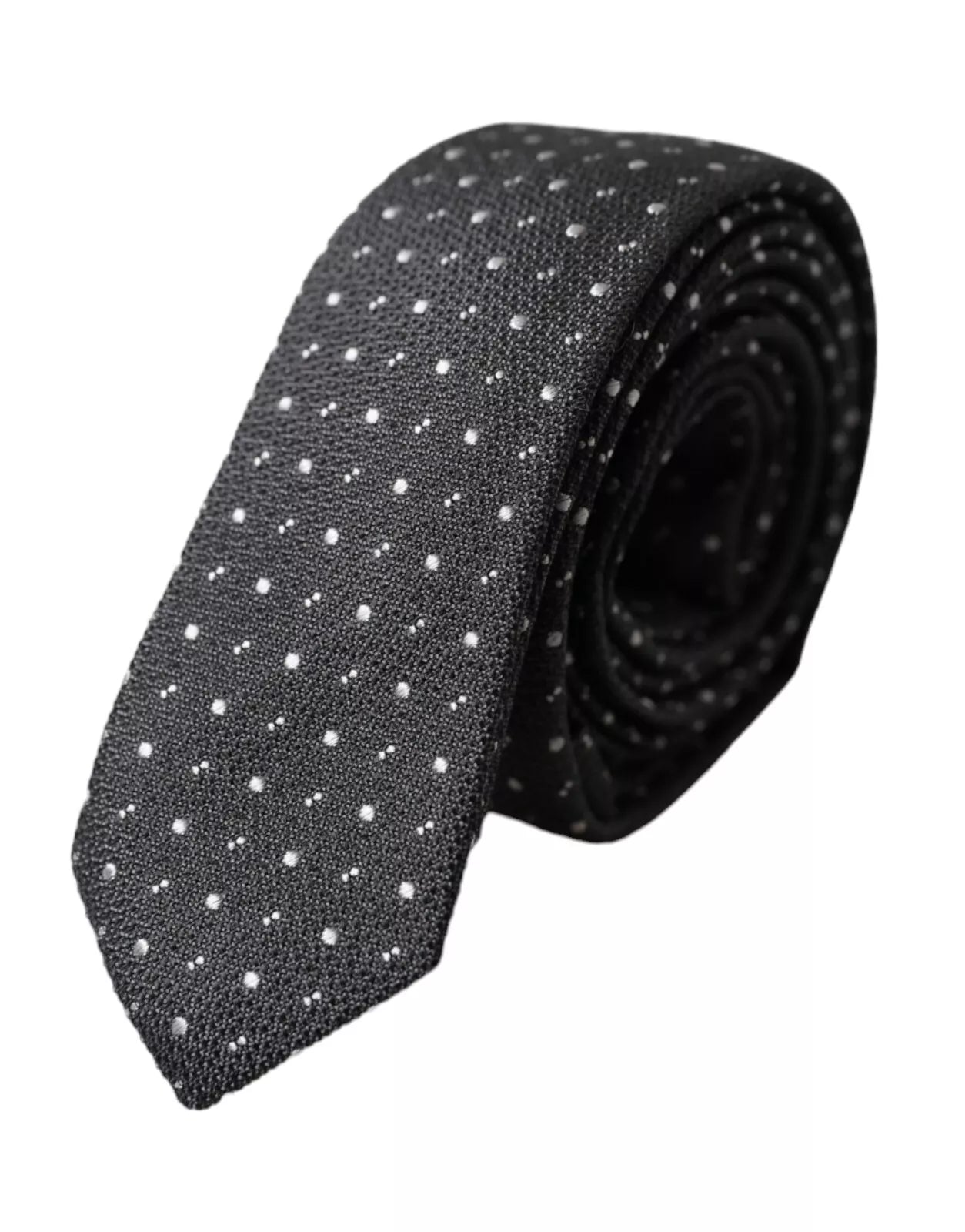 Black Polka Dot Silk Adjustable Men Tie - ventzia