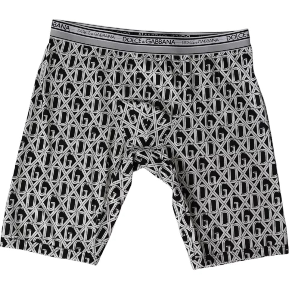 Black White DG Logo Cotton Stretch Cycling Underwear Men - ventzia