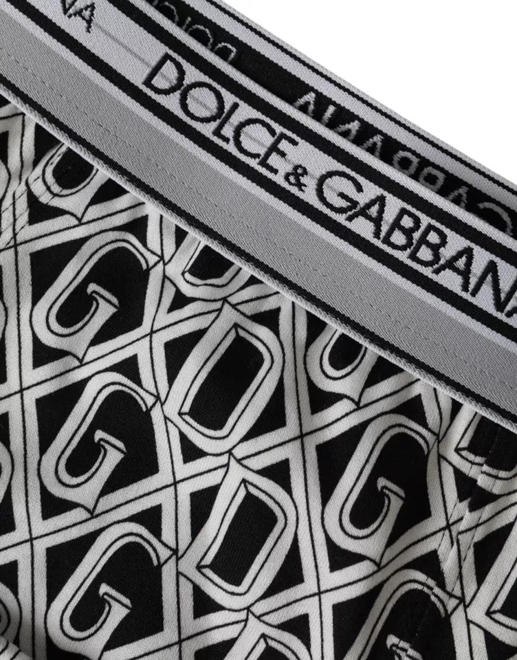 Black White DG Logo Cotton Stretch Cycling Underwear Men - ventzia