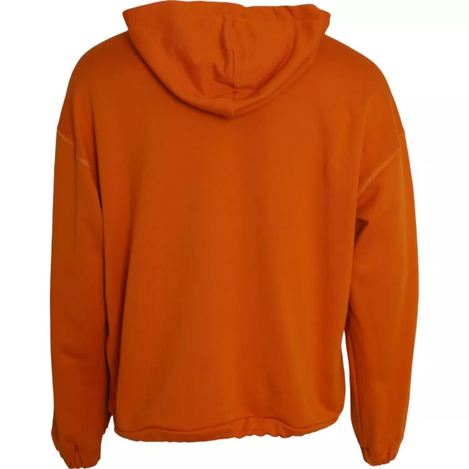 Orange Hooded Pullover Sweatshirt Sweater - ventzia