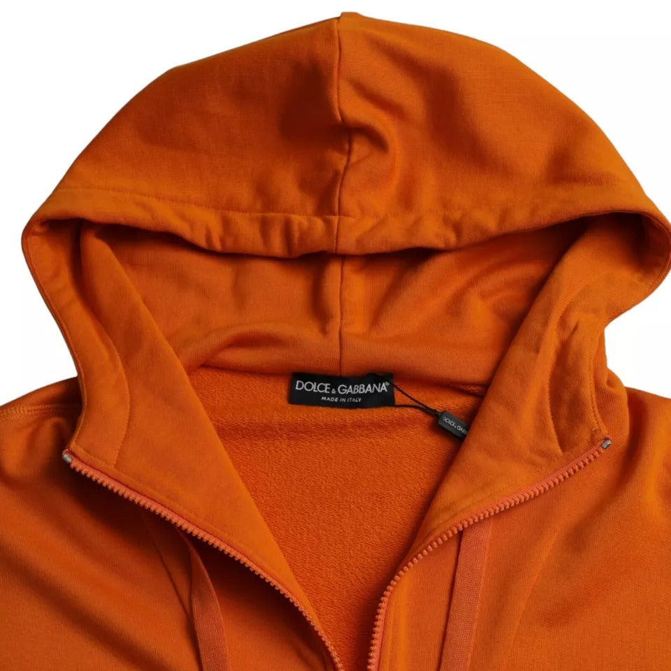 Orange Hooded Pullover Sweatshirt Sweater - ventzia