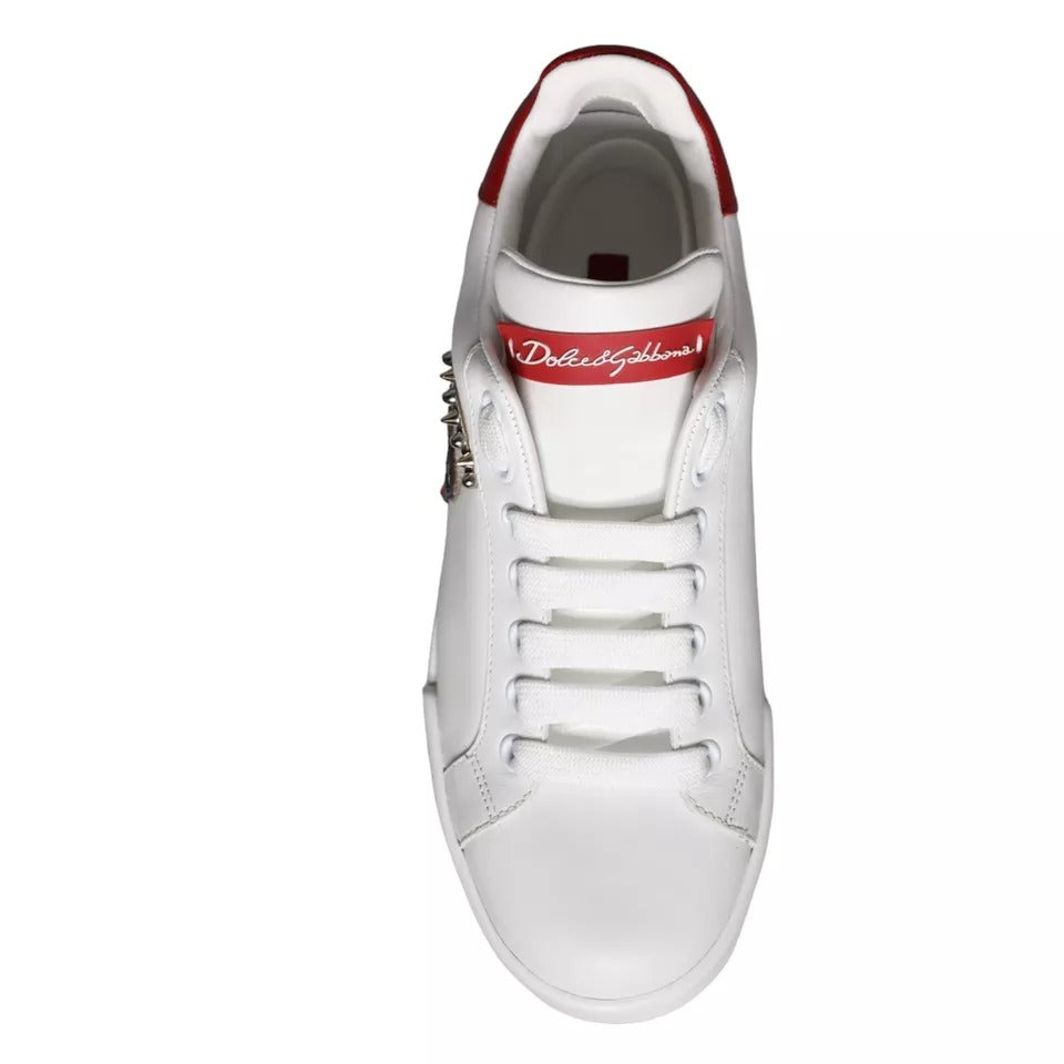 White Patch Calfskin Nappa Portofino Sneakers Shoes - ventzia