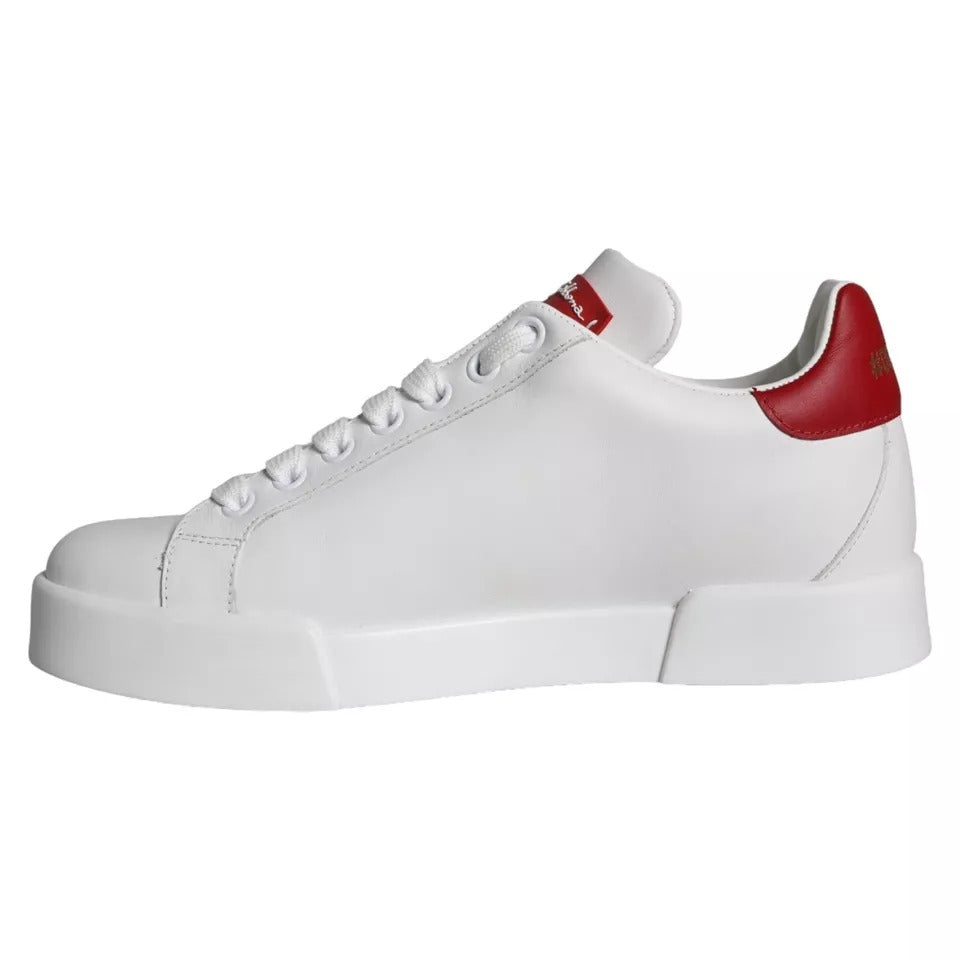 White Patch Calfskin Nappa Portofino Sneakers Shoes - ventzia