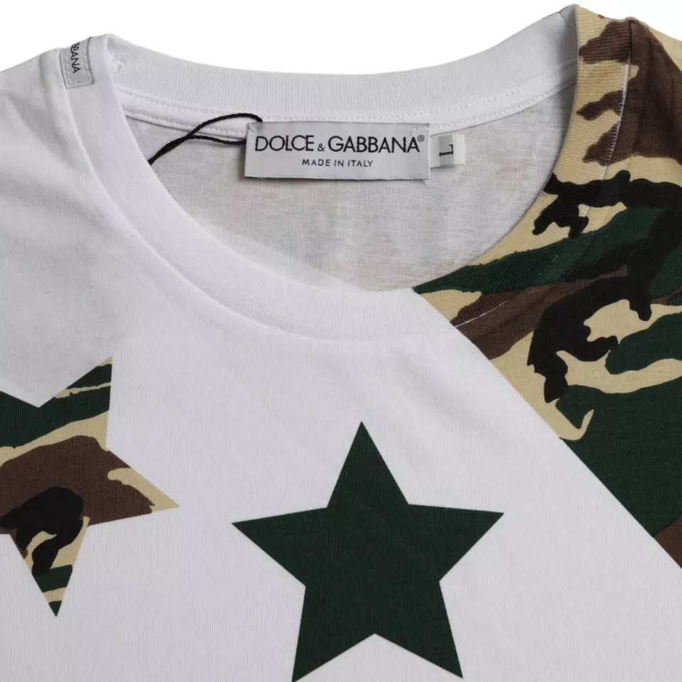 White Camouflage Stars Crew Neck Men T-shirt - ventzia