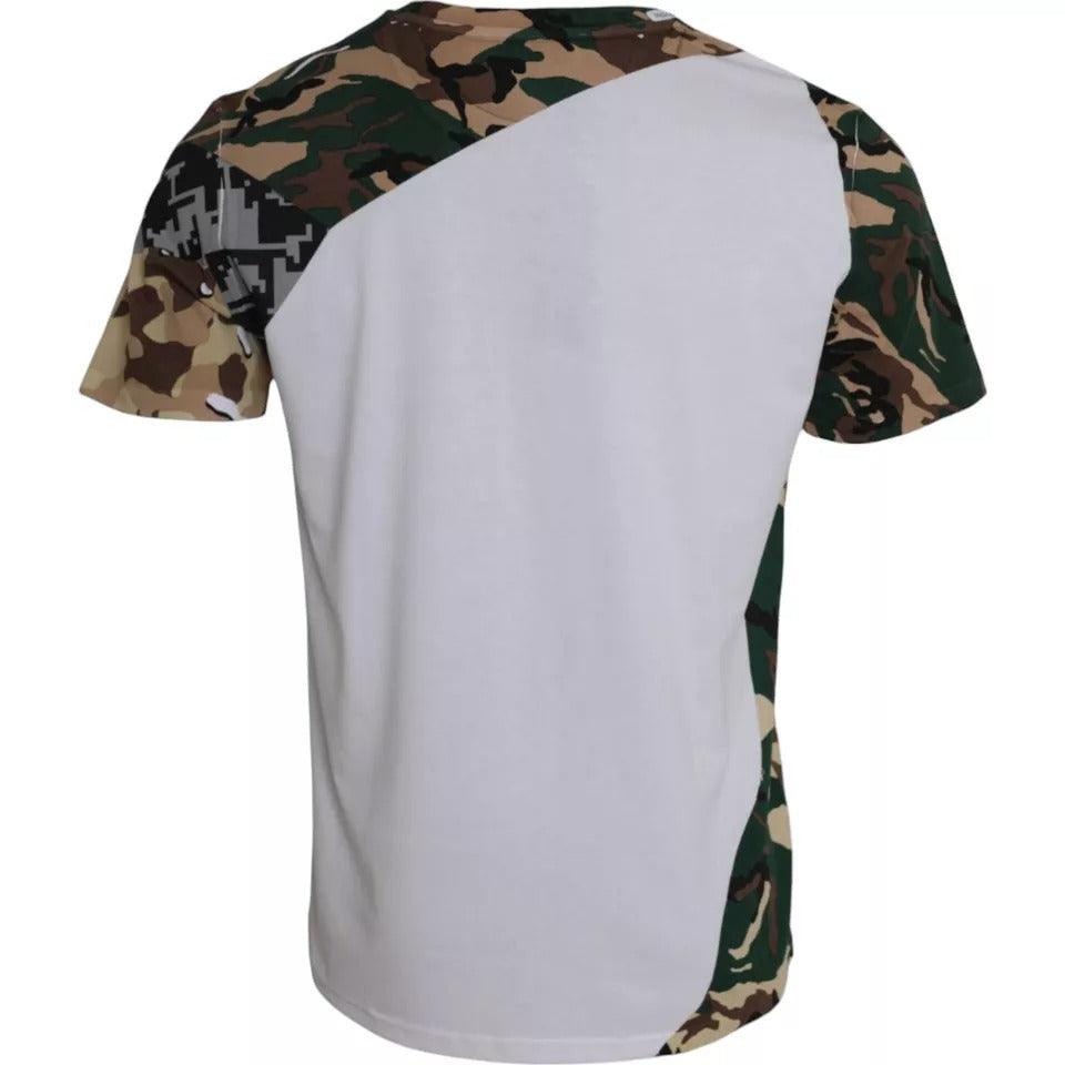 White Camouflage Stars Crew Neck Men T-shirt - ventzia