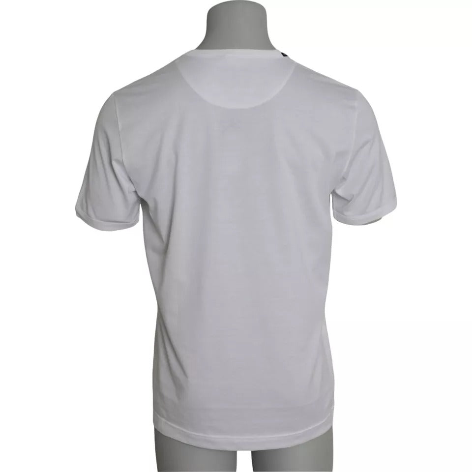White Cotton Round Neck Short Sleeves T-shirt - ventzia