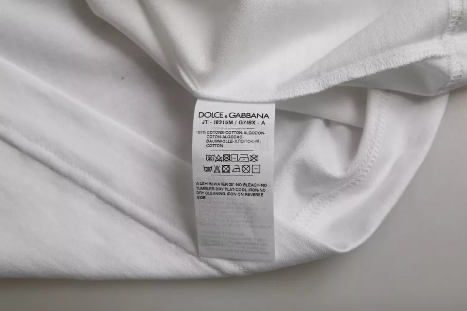 White Cotton Round Neck Short Sleeves T-shirt - ventzia