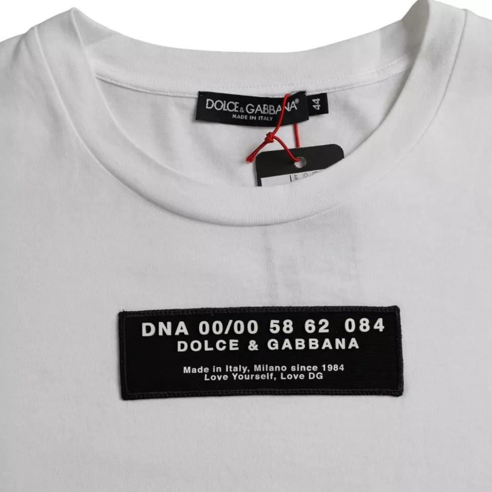 White Cotton DG Applique Men Casual T-shirt - ventzia