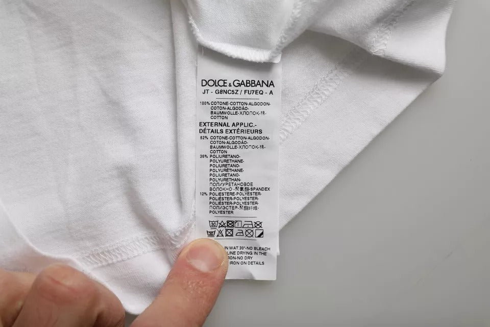 White Cotton DG Applique Men Casual T-shirt - ventzia