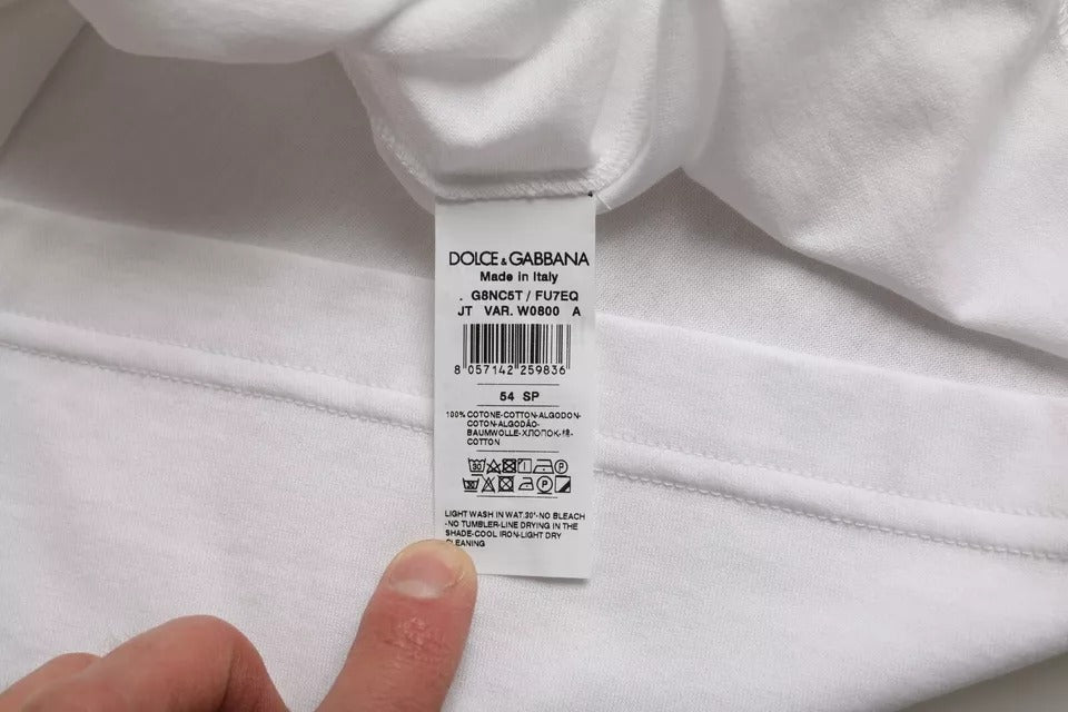 White Cotton Round Neck Short Sleeve T-shirt - ventzia