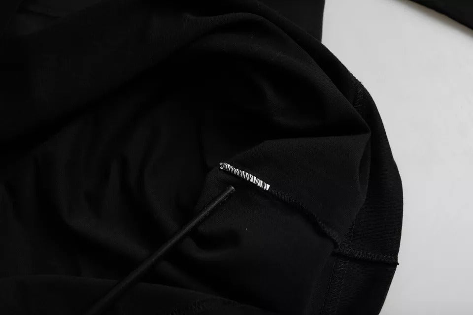 Black Logo Embossed Cotton Crew Neck T-shirt - ventzia