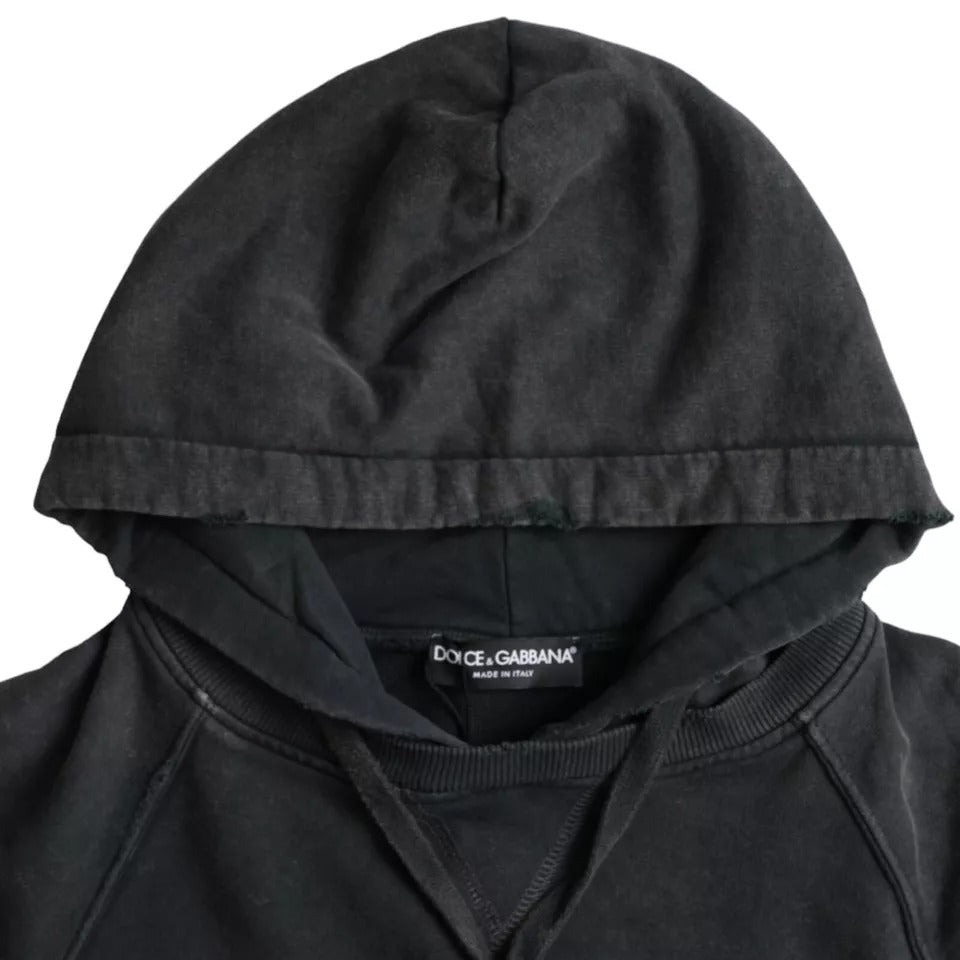 Black Cotton Hooded Short Sleeves Cropped T-shirt - ventzia