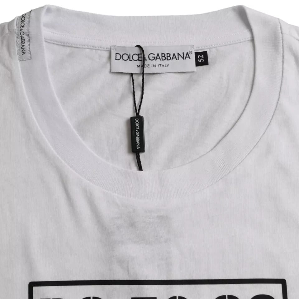 White Logo Round Neck Short Sleeves T-shirt - ventzia
