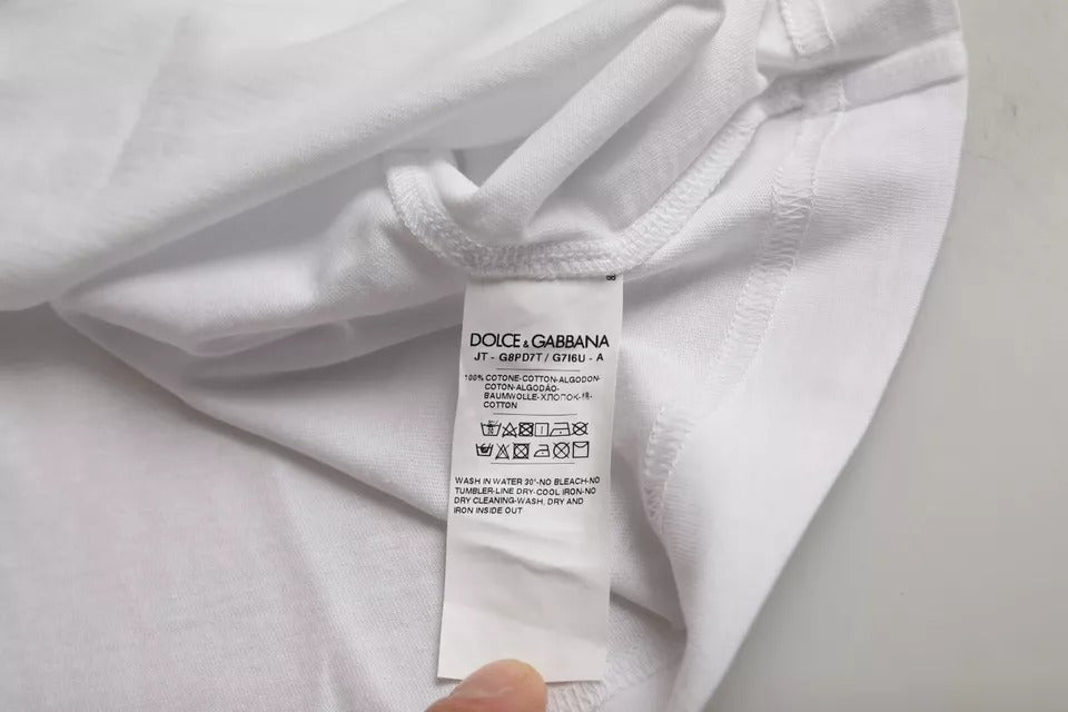 White Logo Round Neck Short Sleeves T-shirt - ventzia