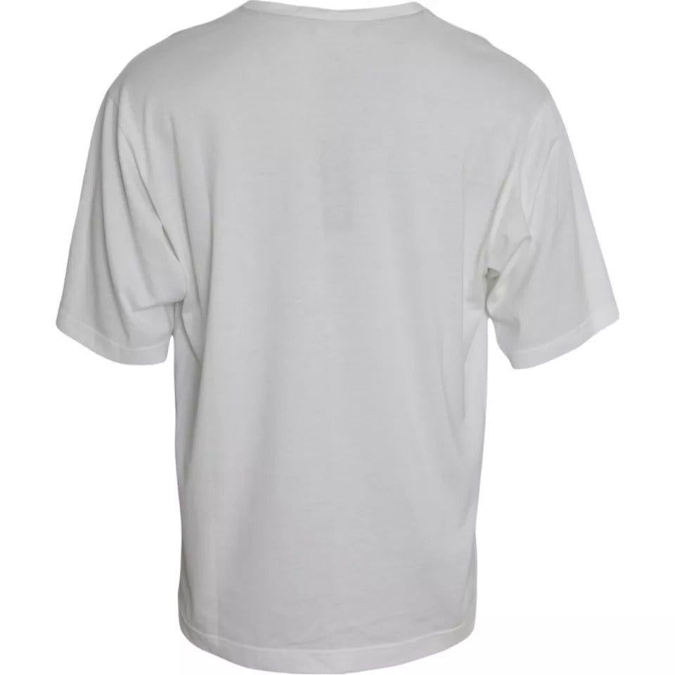 White Logo Round Neck Short Sleeves T-shirt - ventzia