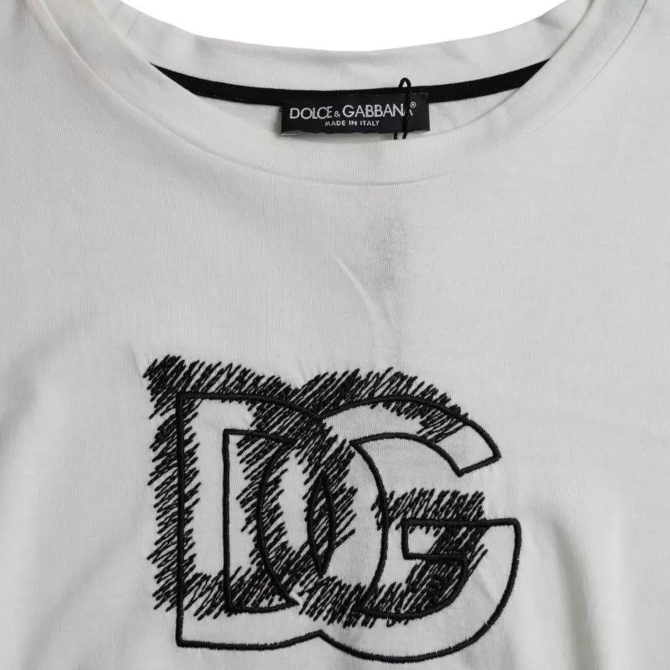 White Logo Round Neck Short Sleeves T-shirt - ventzia