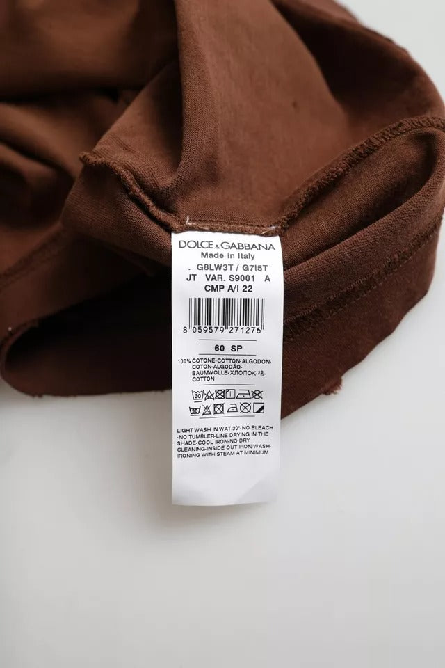 Brown Color Splash Cotton Crew Neck T-shirt - ventzia