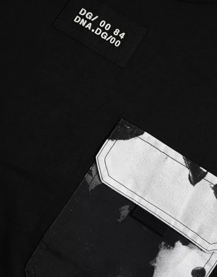 Black Cotton Pocket Short Sleeves Men T-shirt - ventzia