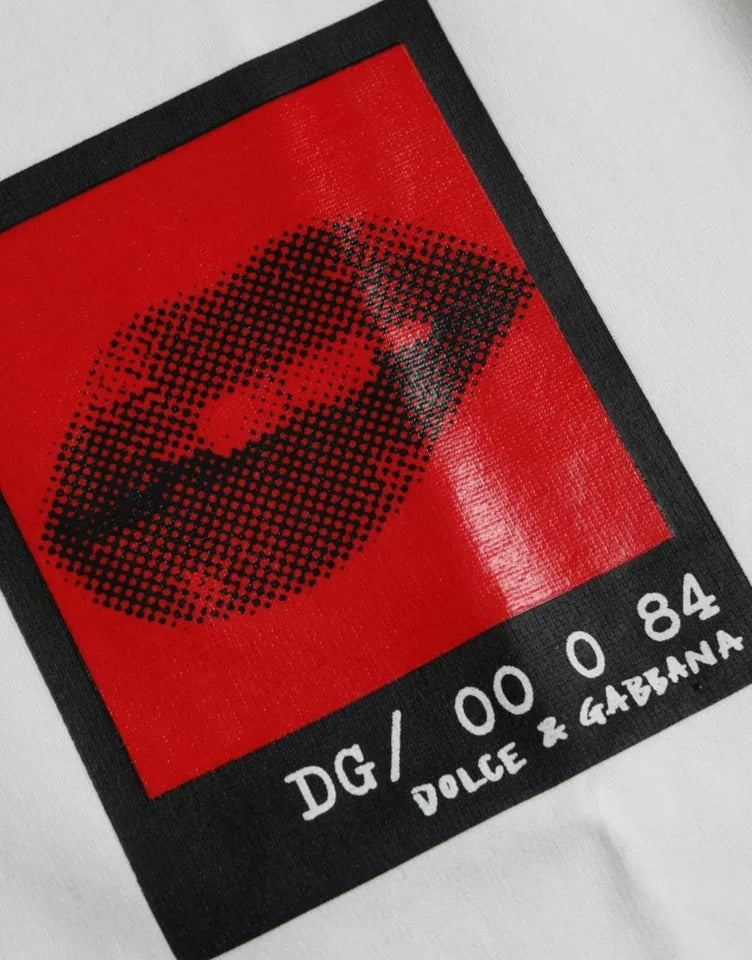 White Red Lips Print Cotton Men T-shirt - ventzia
