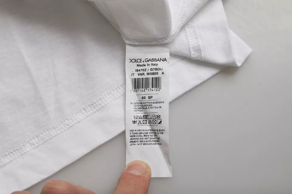 White Cotton Round Neck Short Sleeve T-shirt - ventzia