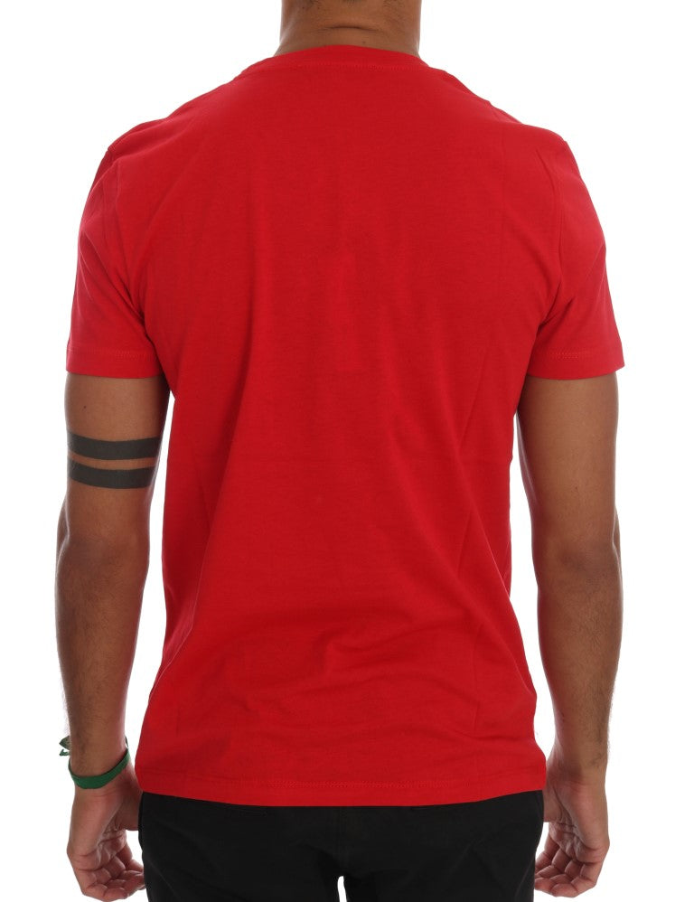 Chic Red 'RIDERS' Motive Crewneck Tee - ventzia