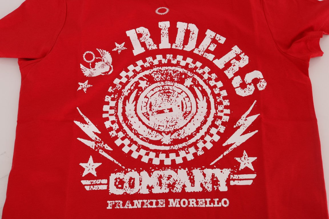 Chic Red 'RIDERS' Motive Crewneck Tee - ventzia