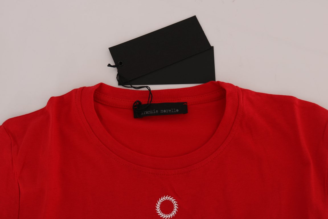 Chic Red 'RIDERS' Motive Crewneck Tee - ventzia