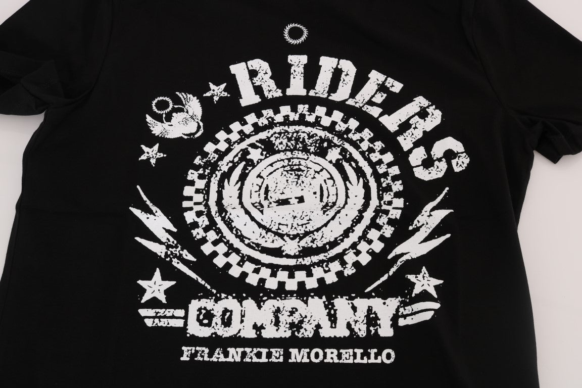 Chic Black Crewneck Tee with 'RIDERS' Motif - ventzia