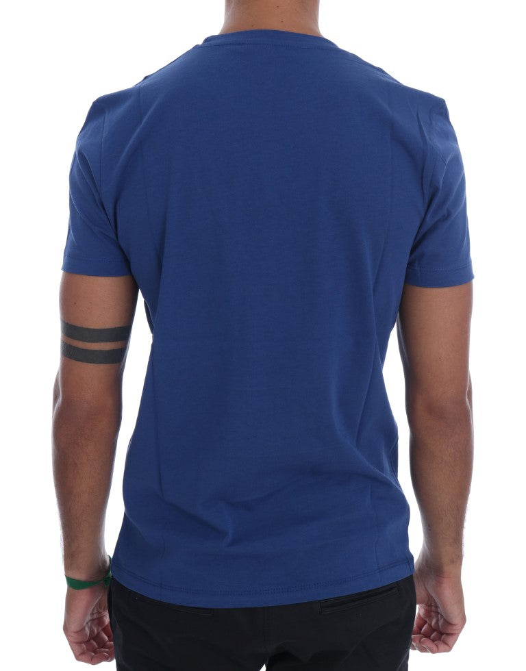 Stylish Blue Riders Motif Cotton Tee - ventzia