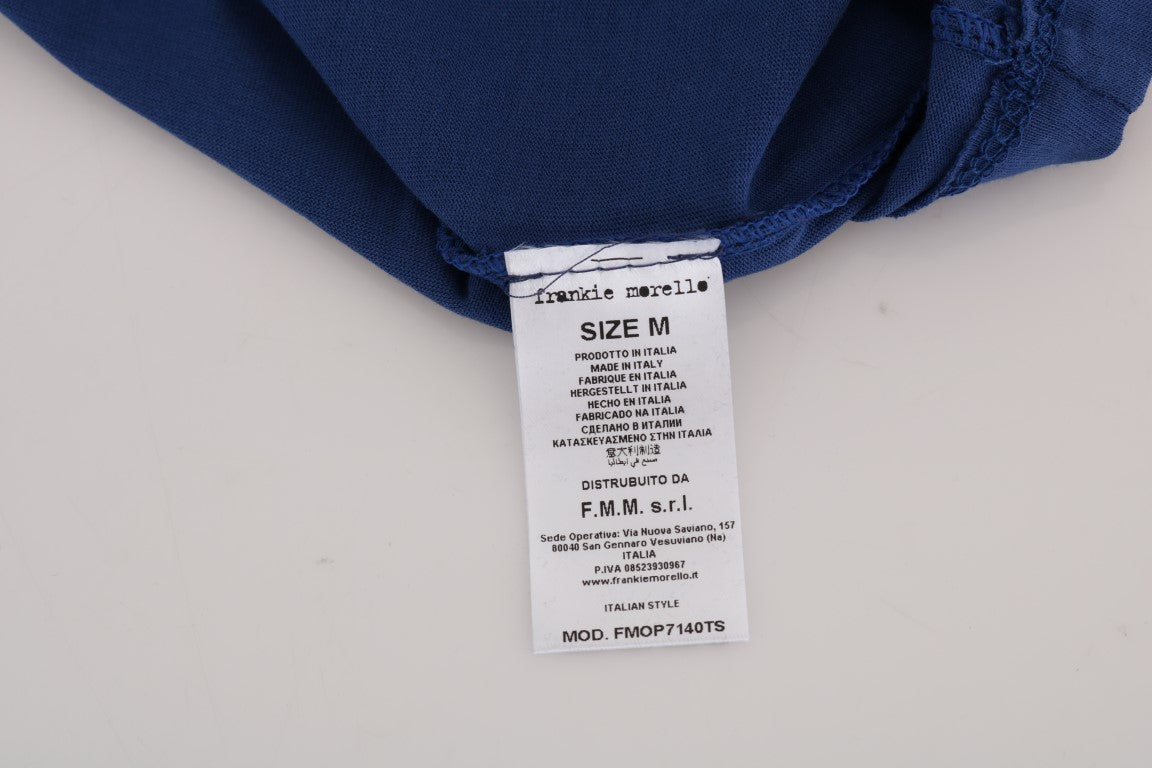 Stylish Blue Riders Motif Cotton Tee - ventzia