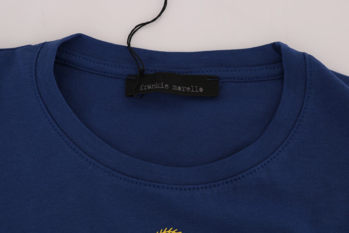 Stylish Blue Riders Motif Cotton Tee - ventzia