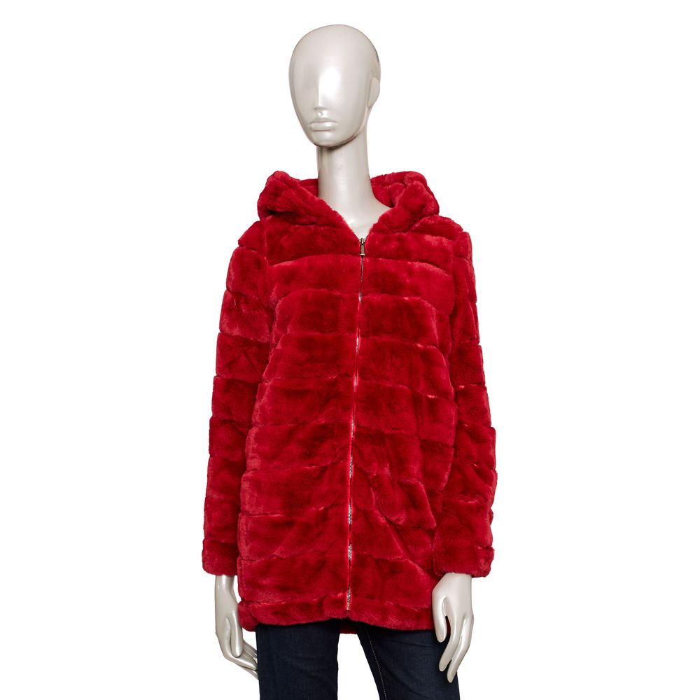 Red Polyester Women Jacket - ventzia
