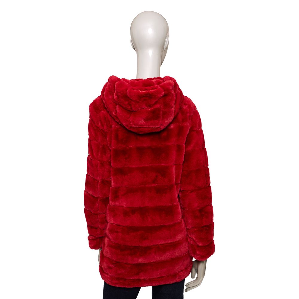 Red Polyester Women Jacket - ventzia