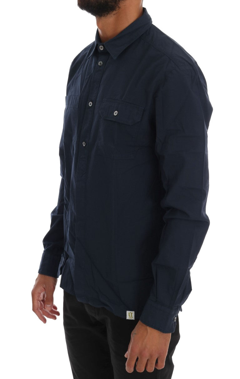 Elegant Blue Cotton Casual Shirt - ventzia