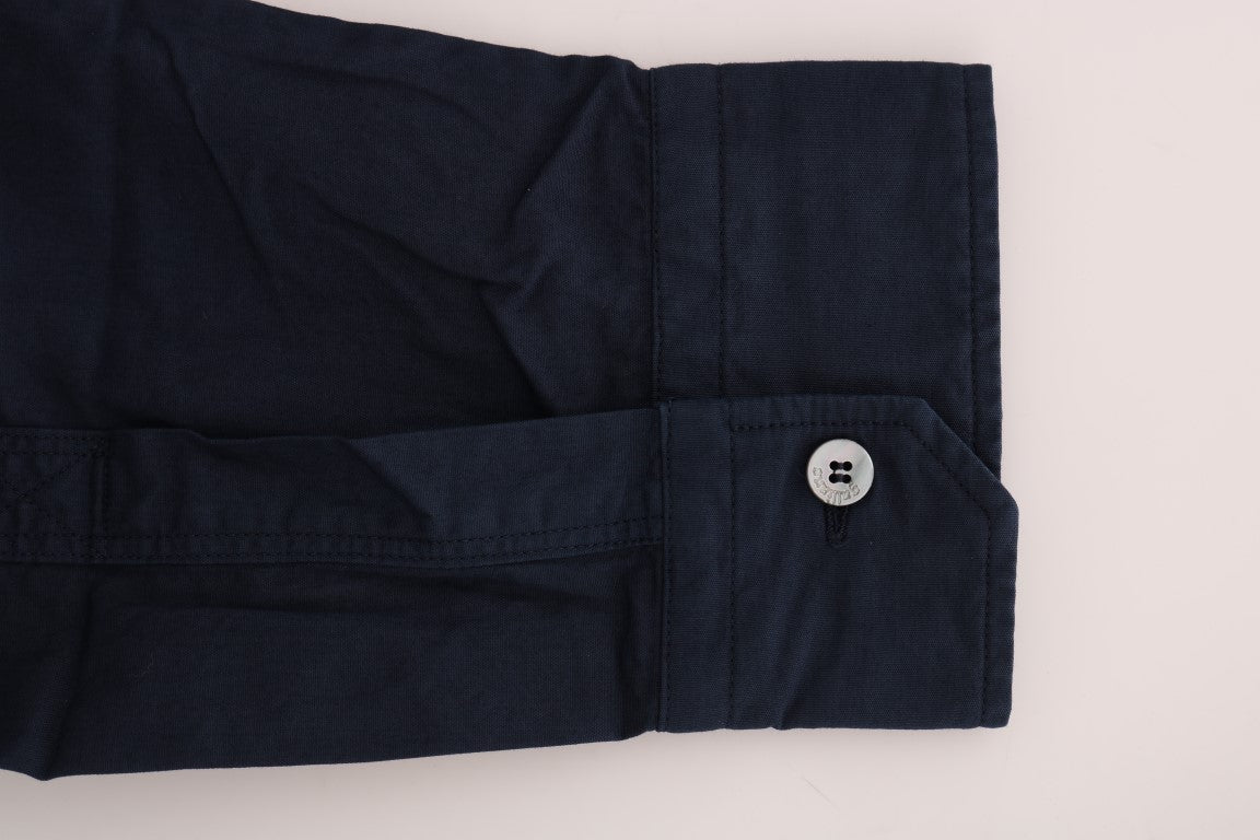 Elegant Blue Cotton Casual Shirt - ventzia
